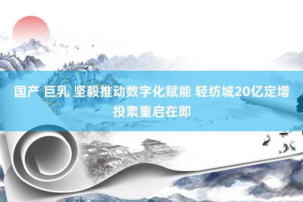 国产 巨乳 坚毅推动数字化赋能 轻纺城20亿定增投票重启在即