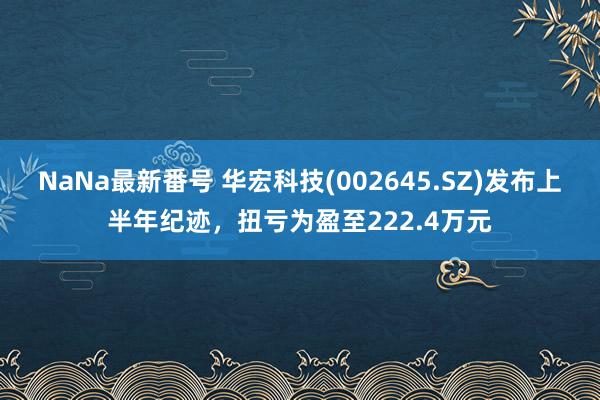 NaNa最新番号 华宏科技(002645.SZ)发布上半年纪迹，扭亏为盈至222.4万元