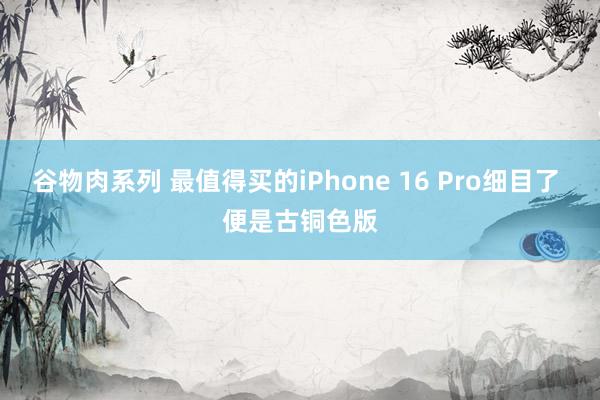 谷物肉系列 最值得买的iPhone 16 Pro细目了 便是古铜色版