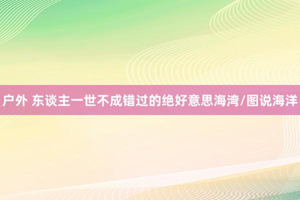 户外 东谈主一世不成错过的绝好意思海湾/图说海洋